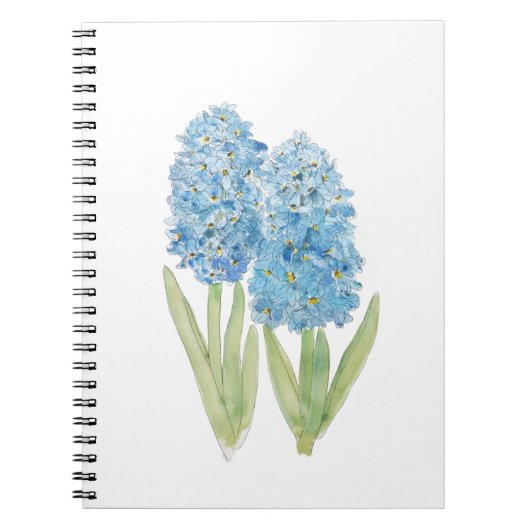 2 blauwe hyacinthinkt en waterverf notitieboek (Voorkant)