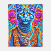 2 blauwe katten illustratie fleece deken (Voorkant)