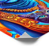 2 blauwe katten illustratie poster (Hoek)