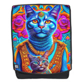 2 blauwe katten illustratie rugtassen (Voorkant)