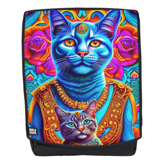 2 blauwe katten illustratie rugtassen (Voorkant)