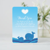 2 Blauwe Walvissen Baby Shower Bedankkaartjes Bedankkaart (Staand voorkant)