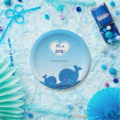 2 Blauwe Walvissen Baby Shower Feestborden Papieren Bordje (Feest)