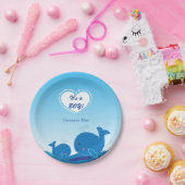 2 Blauwe Walvissen Baby Shower Feestborden Papieren Bordje (Feest)