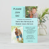 #2 Bleek Blauwgroen blauw fotoblok Posthuwelijk Kaart (Staand voorkant)