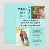 #2 Bleek Turkooisblauwe Fotoblok Post Bruiloft Kaart (Voorkant / Achterkant)