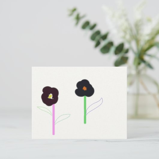 2 bloemen briefkaart (Staand voorkant)