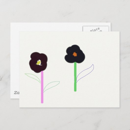 2 bloemen briefkaart (Voorkant / Achterkant)