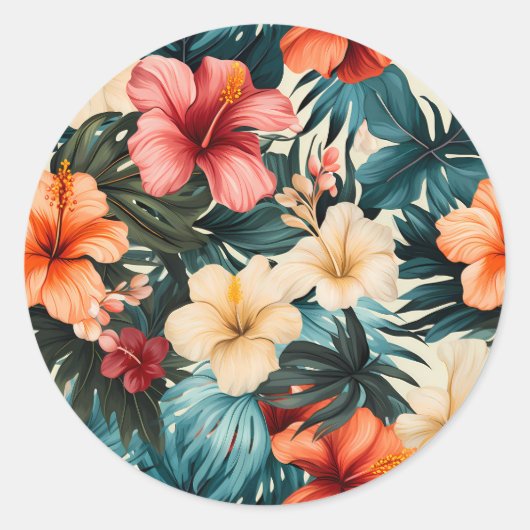 #2 Bloemen Patroon Ronde Sticker (Voorkant)