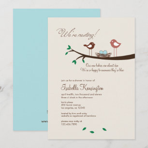 2 Blue Eggs Twin Boys Baby shower Invitation Kaart