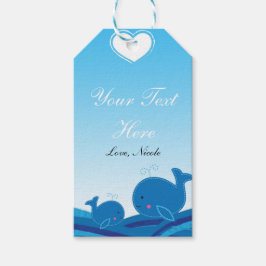 2 Blue Whales Baby shower Party Gift Label Cadeaulabel