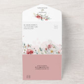 #2 Blush Pink Burgundy White Winter Florals All In One Uitnodiging (Buitenkant)