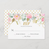 #2 Blush Roze en Gouden Waterverf Bloemen RSVP (Voorkant / Achterkant)