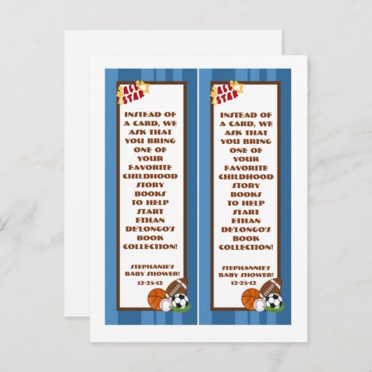 2 Boek markeert All Star Blue Uitnodiging Briefkaart (Voorkant / Achterkant)