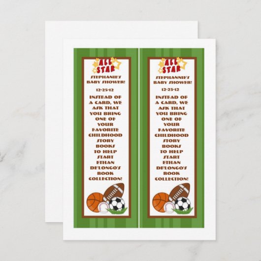 2 Boek markeert All Star Green Uitnodiging Briefkaart (Voorkant / Achterkant)