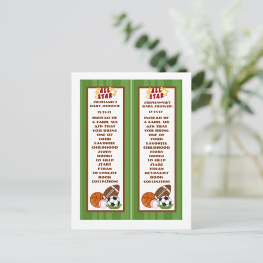 2 Boek markeert All Star Green Uitnodiging Briefkaart (Staand voorkant)