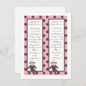 2 Boek markeert roze sok aap Uitnodiging Briefkaart (Voorkant / Achterkant)