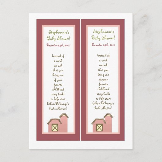 2 Boek Marks Abbys Boerderij Roze Girly Barn Anima Uitnodiging Briefkaart (Voorkant)