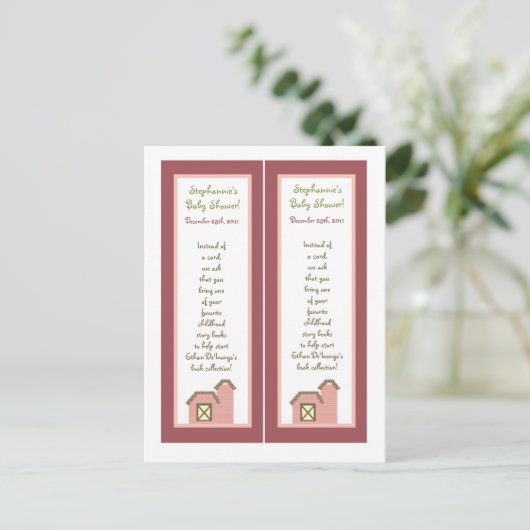 2 Boek Marks Abbys Boerderij Roze Girly Barn Anima Uitnodiging Briefkaart (Staand voorkant)