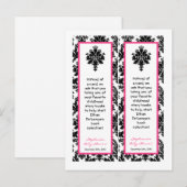 2 Boek Marks Hot Pink Black Damask Uitnodiging Briefkaart (Voorkant / Achterkant)
