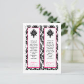 2 Boek Marks Hot Pink Black Damask Uitnodiging Briefkaart (Staand voorkant)
