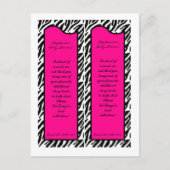 2 Boek Marks Hot Pink Zebra Print Uitnodiging Briefkaart (Voorkant)