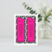 2 Boek Marks Hot Pink Zebra Print Uitnodiging Briefkaart (Staand voorkant)