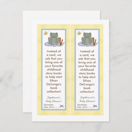 2 Boek Marks Leap Frog Turtle Bee Dragonfly Pond Uitnodiging Briefkaart (Voorkant / Achterkant)