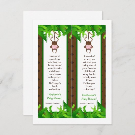 2 Boek Marks Monkey Swing Oerwoud Safari Zoo Anima Uitnodiging Briefkaart (Voorkant / Achterkant)