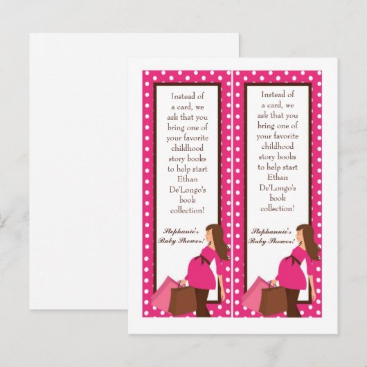 2 Boek Marks Pink Mod Mom Polka Dots Uitnodiging Briefkaart (Voorkant / Achterkant)