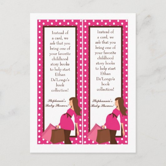 2 Boek Marks Pink Mod Mom Polka Dots Uitnodiging Briefkaart (Voorkant)