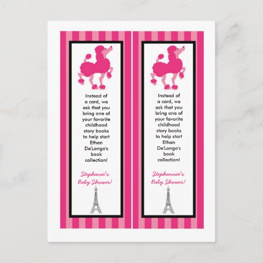 2 Boek Marks Pink Poodle Paris Eiffeltoren Uitnodiging Briefkaart (Voorkant)