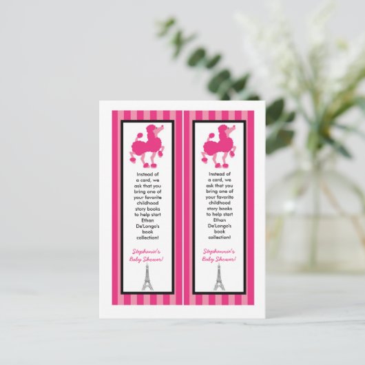 2 Boek Marks Pink Poodle Paris Eiffeltoren Uitnodiging Briefkaart (Staand voorkant)