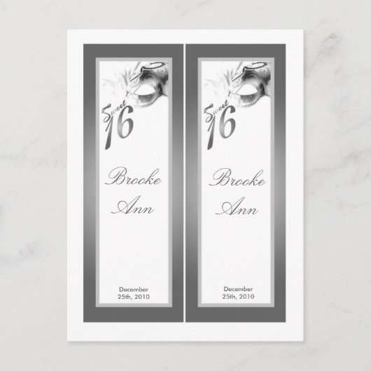 2 Boek Marks Sweet 16 White Silver Party Uitnodiging Briefkaart (Voorkant)