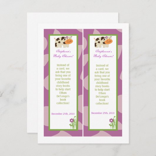 2 Boeken Jucana Paarse Dieren Uitnodiging Briefkaart (Voorkant / Achterkant)