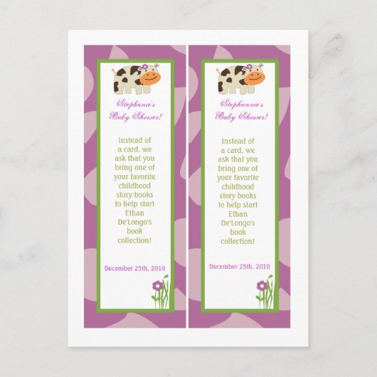 2 Boeken Jucana Paarse Dieren Uitnodiging Briefkaart (Voorkant)