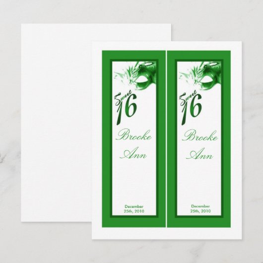 2 Boeken Marks Sweet 16 Green Party Uitnodiging Briefkaart (Voorkant / Achterkant)
