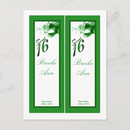2 Boeken Marks Sweet 16 Green Party Uitnodiging Briefkaart (Voorkant)