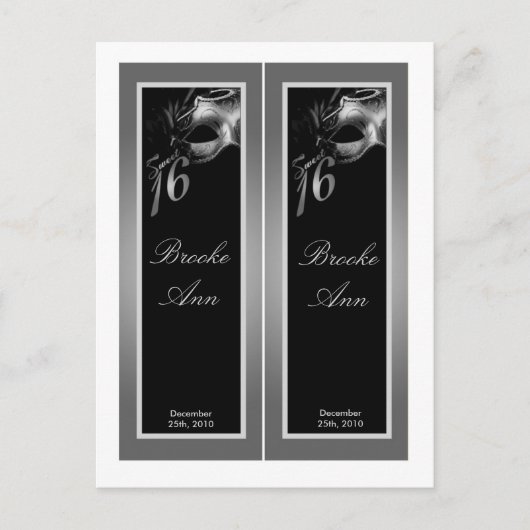 2 Boeken Marks Sweet 16 Silver Black Party Uitnodiging Briefkaart (Voorkant)