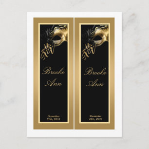 2 Boeken Merken Mis XV Gold Black Party Uitnodiging Briefkaart