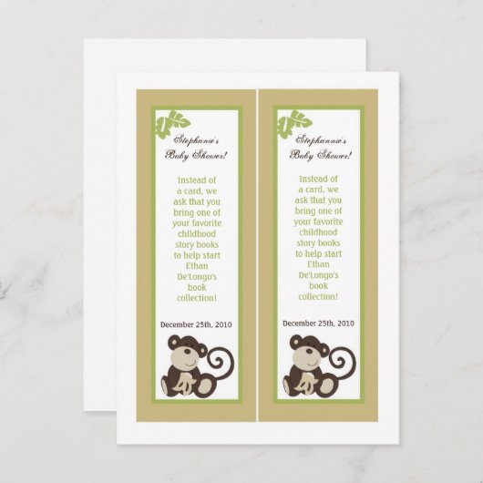 2 boeken van Marks Monkey Time Zoo Animal Uitnodiging Briefkaart (Voorkant / Achterkant)