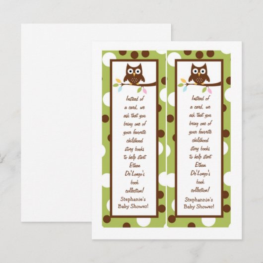 2 Boekmerken Forest Friends Owl Uitnodiging Briefkaart (Voorkant / Achterkant)