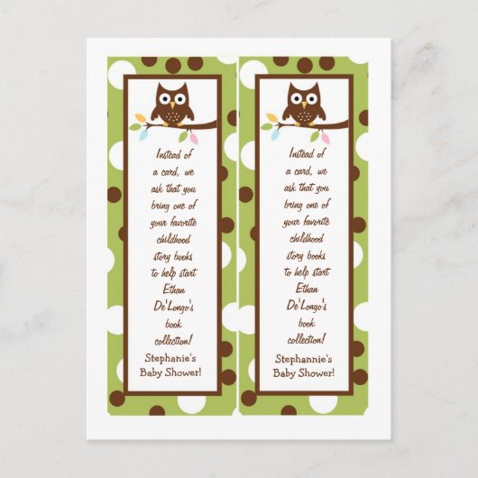 2 Boekmerken Forest Friends Owl Uitnodiging Briefkaart (Voorkant)