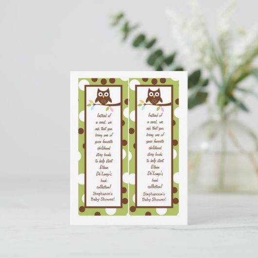 2 Boekmerken Forest Friends Owl Uitnodiging Briefkaart (Staand voorkant)