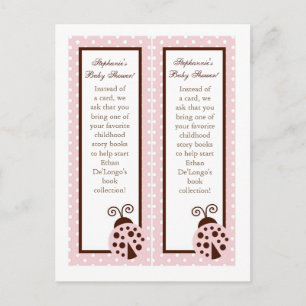 2 Boekmerken Roze Ladybug Uitnodiging Briefkaart