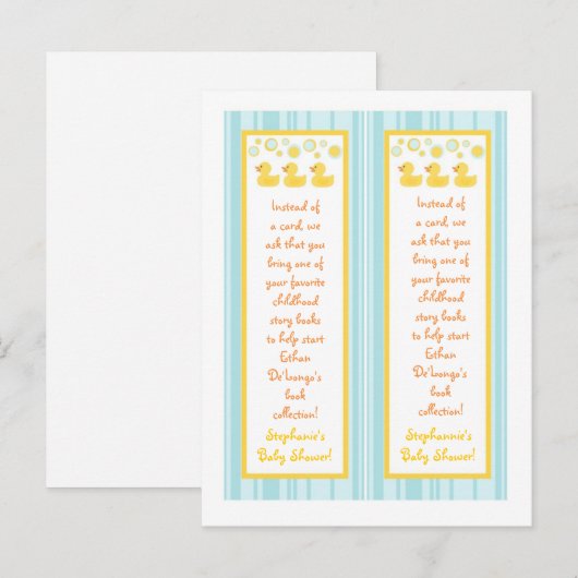 2 Boekmerken Rubber Ducky Bubbles Uitnodiging Briefkaart (Voorkant / Achterkant)