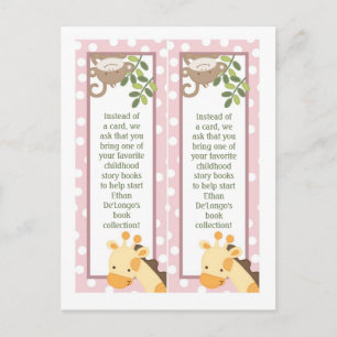 2 Boekmerken Safari Oerwoud Giraffe Monkey Pink Briefkaart