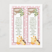 2 Boekmerken Safari Oerwoud Giraffe Monkey Pink Briefkaart (Voorkant)
