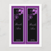2 Boekmerken Sweet 16 Paarse Lila Zwarte Partij Uitnodiging Briefkaart (Voorkant)