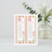 2 Boekmerken Tea Party roze pastbloemen Briefkaart (Staand voorkant)